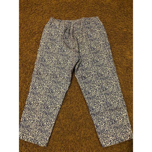 Cathy Daniels blue/white print elastic waist cropped pants women's size large - Picture 2 of 6